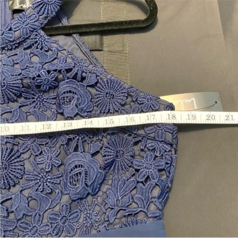 Lulus Navy Floral Crochet High Neck Sleeveless A-line Wedding Party Dress XL - Picture 7 of 8